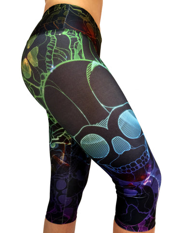 Colorful Skull Capri - Leggings - Butterfly Armor 