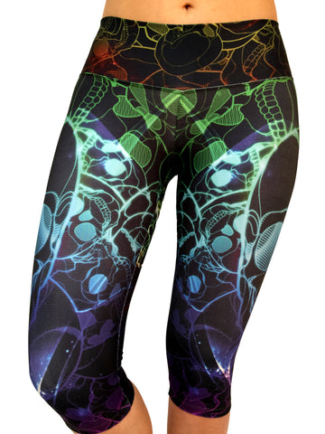 Colorful Skull Capri - Leggings - Butterfly Armor 